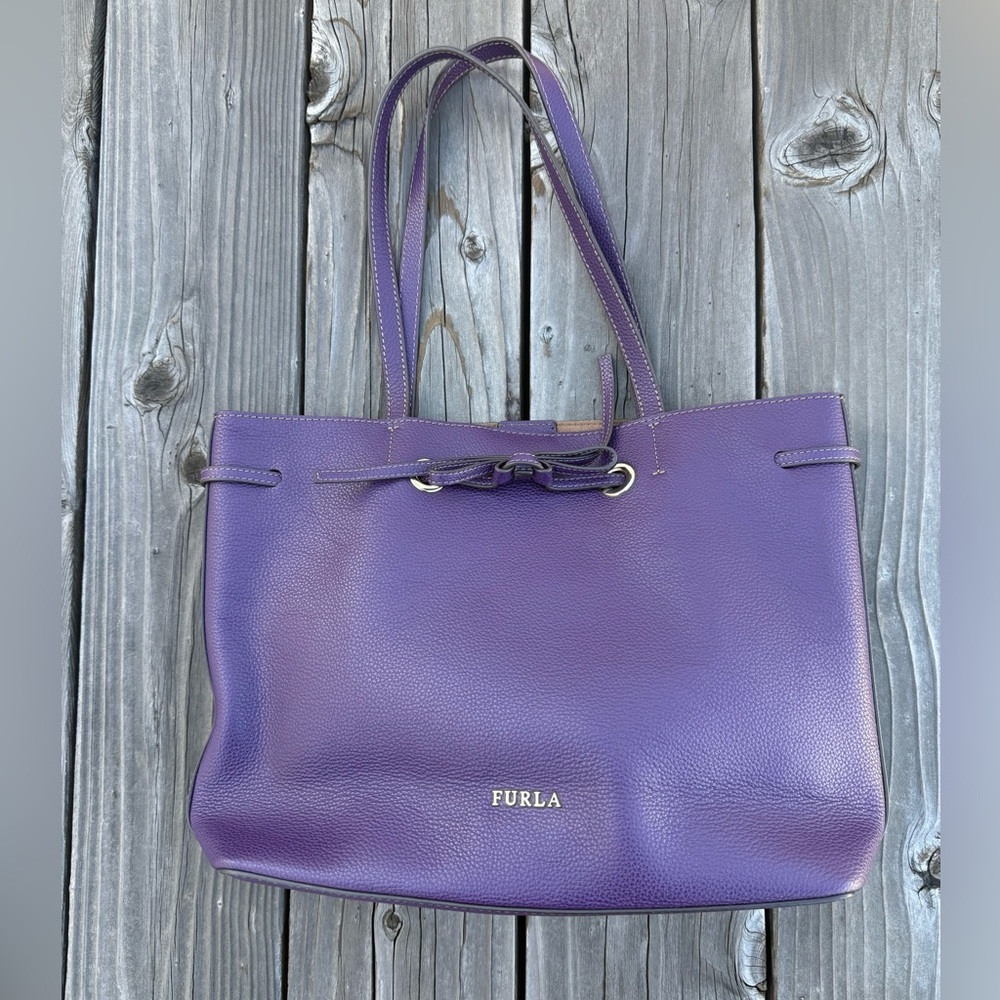 Furla Pebbled Leather Tote (Purple)